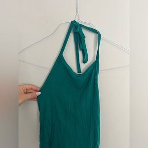 Backless Green tie Halter cropped top